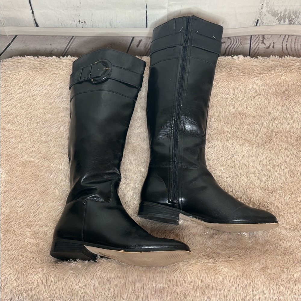 Black Leather Knee-High Boots